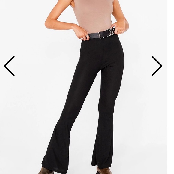 NWT Nasty Gal Basic Ribbed High Waisted Flare Pant - Picture 2 of 2